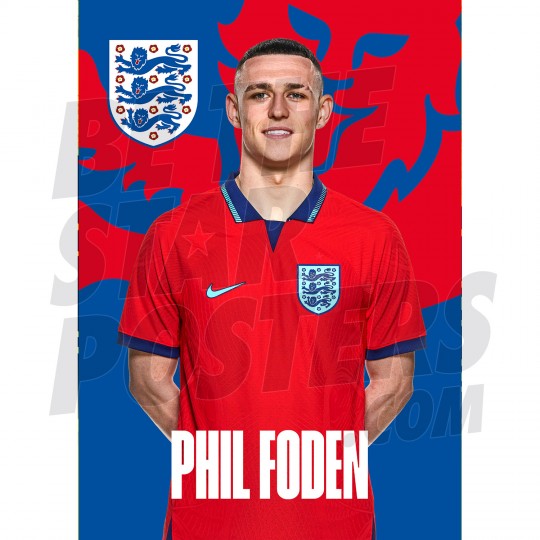 England Foden Away 22/24 Headshot Poster