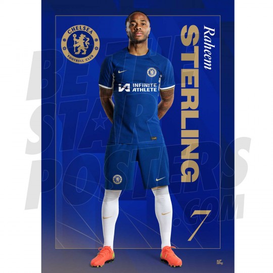 Chelsea FC Sterling 23/24 Headshot Poster