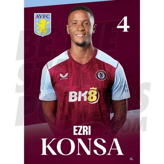 Aston Villa FC Konsa 23/24 Headshot Poster