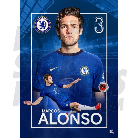 Marcus Alonso Chelsea FC Headshot Poster 20/21 A3