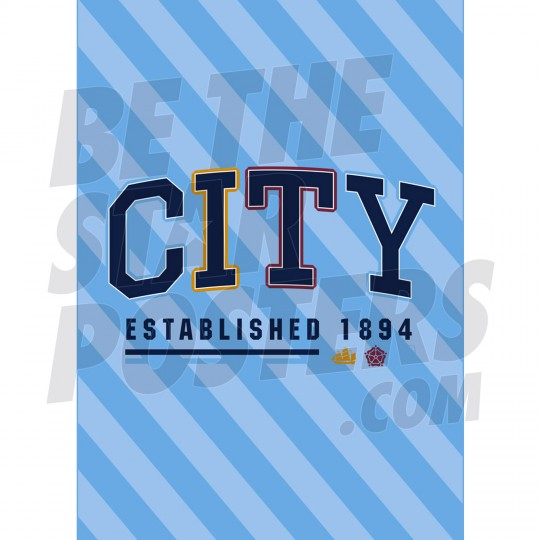 Established 1894 Blue Man City FC Poster A3