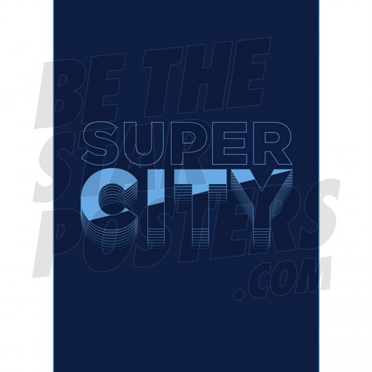 Super City Dark Blue Man City FC Poster A3