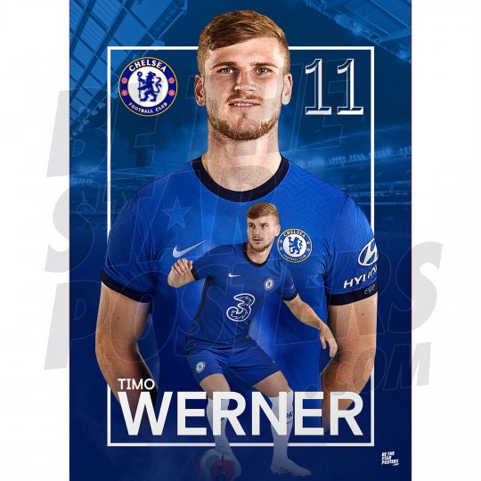 Timo Werner Chelsea FC Headshot Poster 20/21 A3