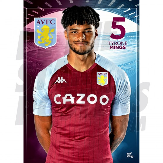 Tyrone Mings Aston Villa FC Headshot A3 20/21
