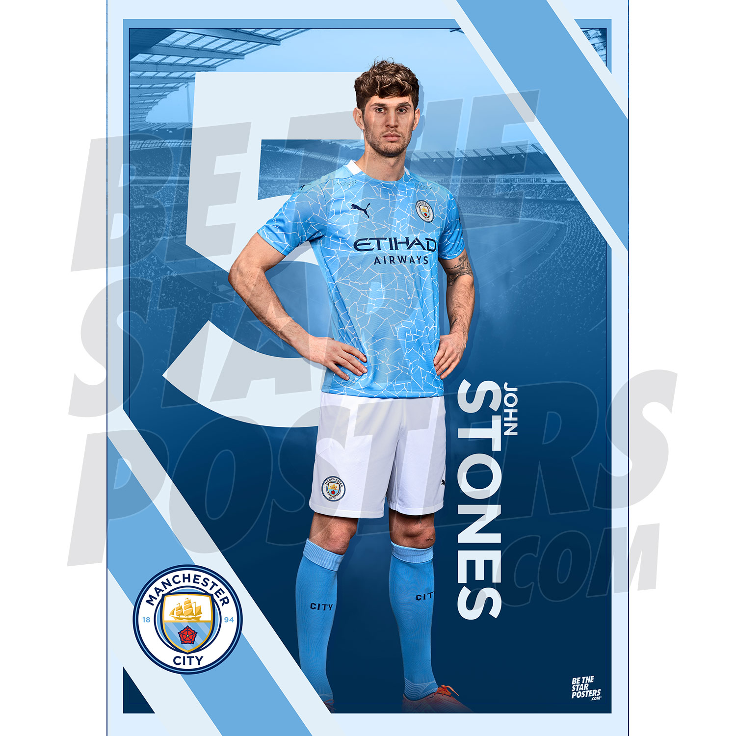 A3 Officially Licensed Product Available in Sizes A3 /& A2 Manchester City FC 2020//21 John Stones A3 Football Poster// Print// Wall Art