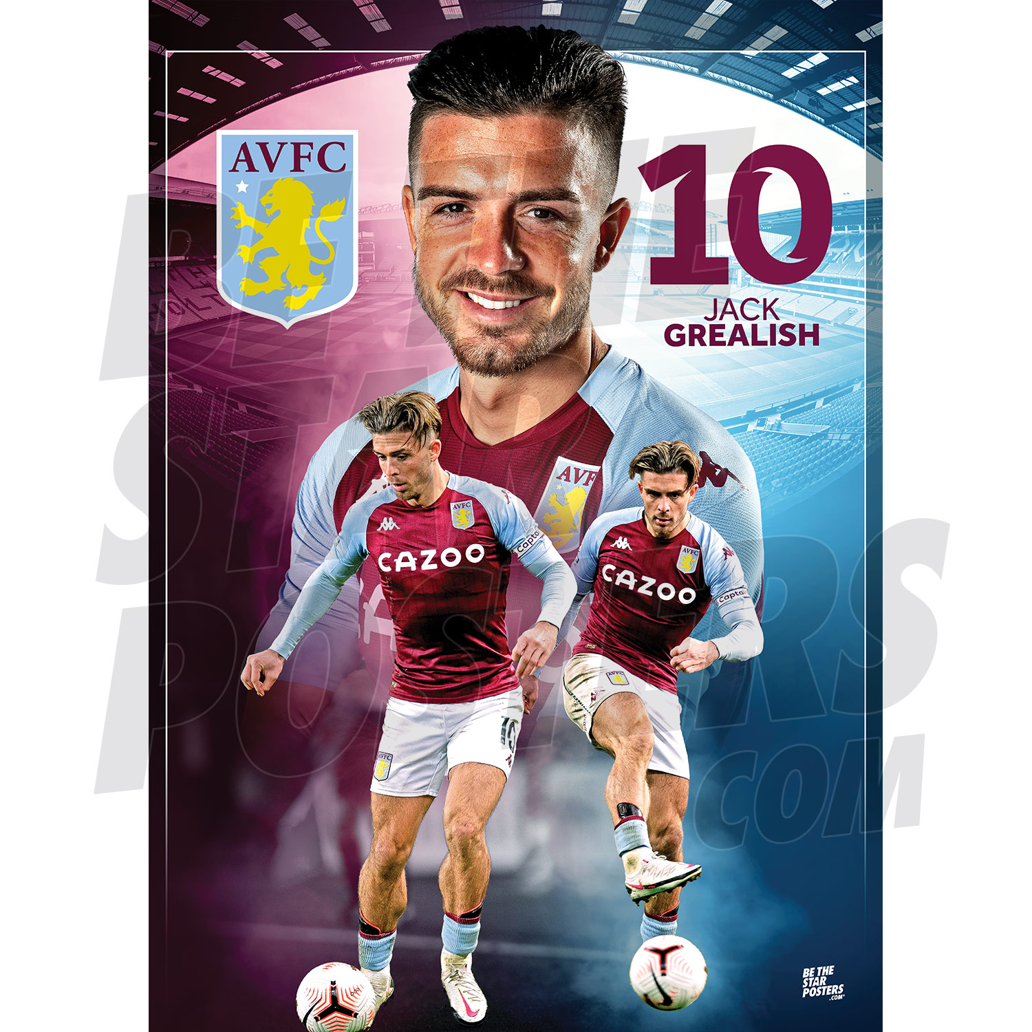 Jack Grealish Aston Villa FC Action Poster 20/21 - Be The Star Posters