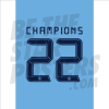 Man City Champions Text Blue 21-22 A4 Poster