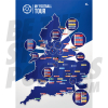 My Football Tour Map A2 Poster - Blue / White