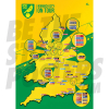 Norwich City FC On Tour Map A2 Poster