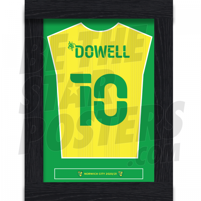 Dowell Norwich City Framed Shirt Poster A4 20/21