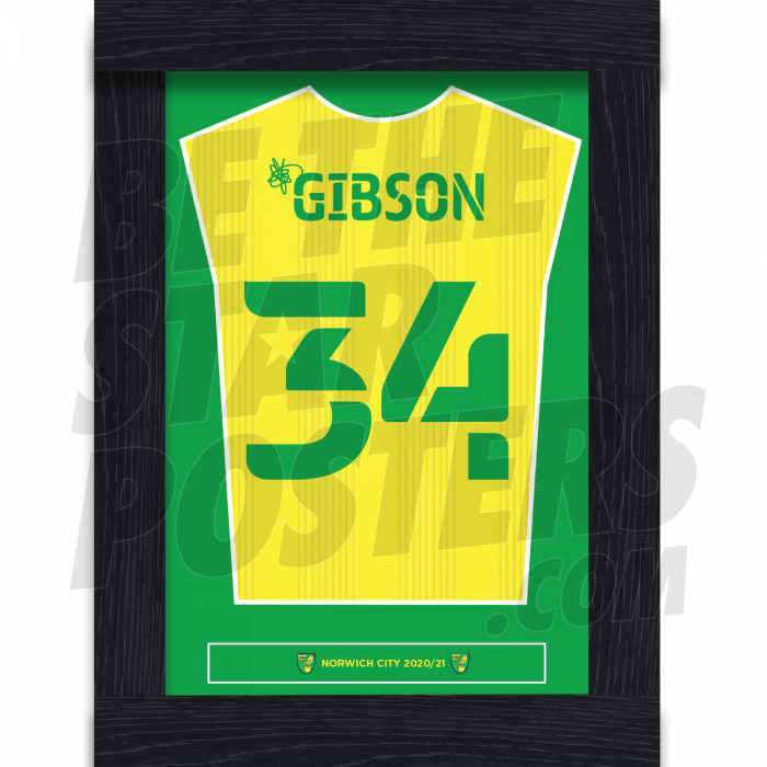 Gibson Norwich City Framed Shirt Poster A4 20/21