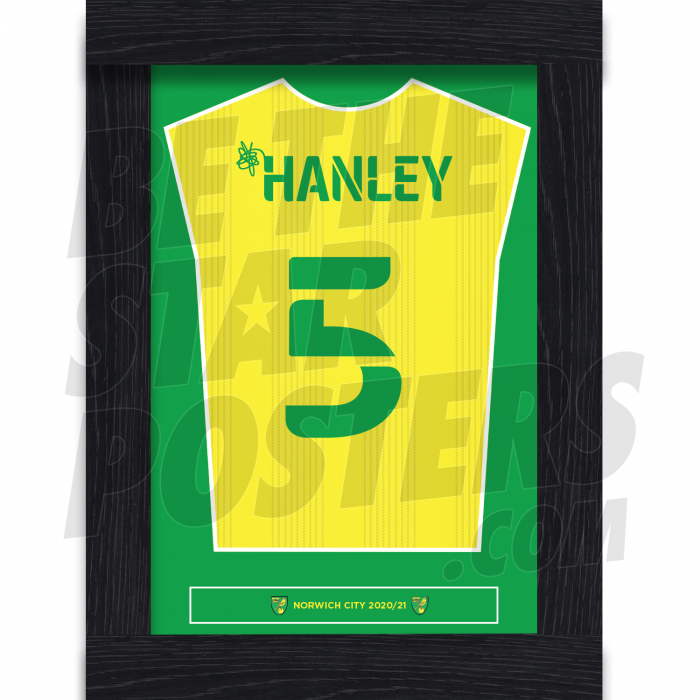 Hanley Norwich City Framed Shirt Poster A4 20/21