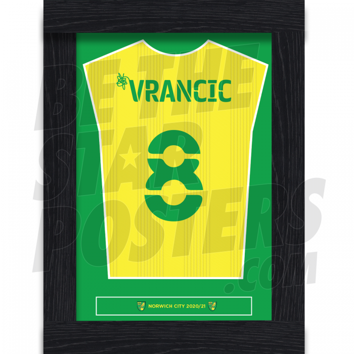 Vrancic Norwich City Framed Shirt Poster A4 20/21