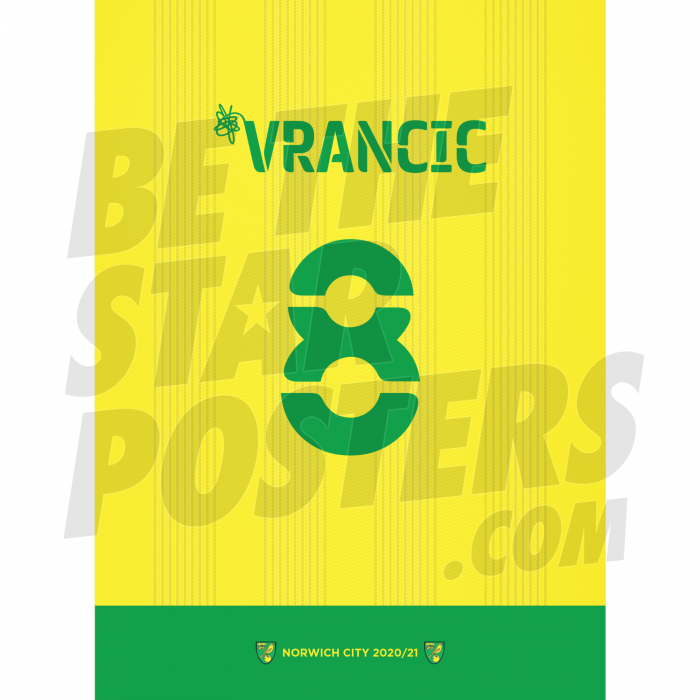 Vrancic Norwich City Shirt Poster A4 20/21