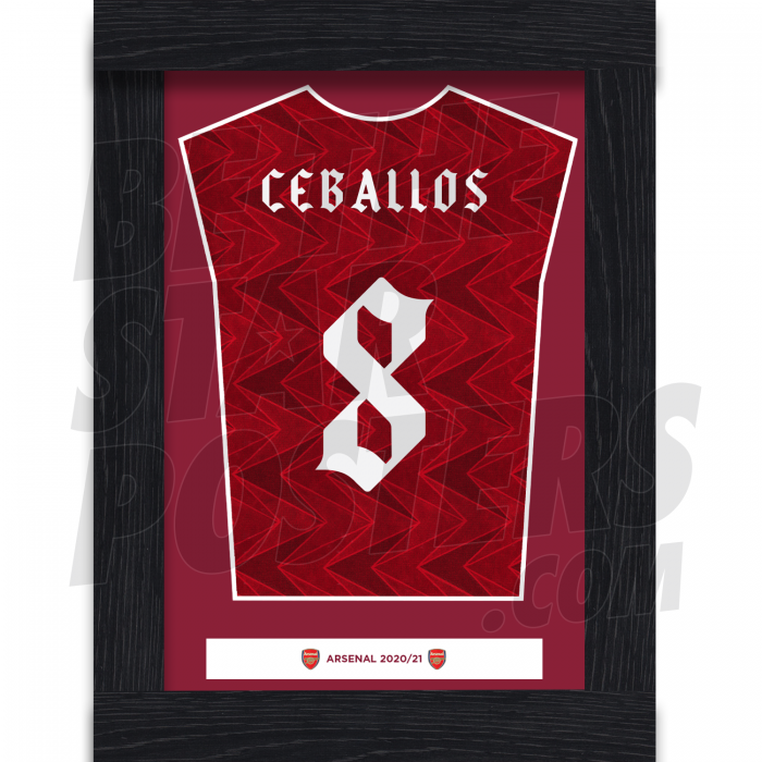 Ceballos Arsenal FC Framed Shirt Poster A4 20/21