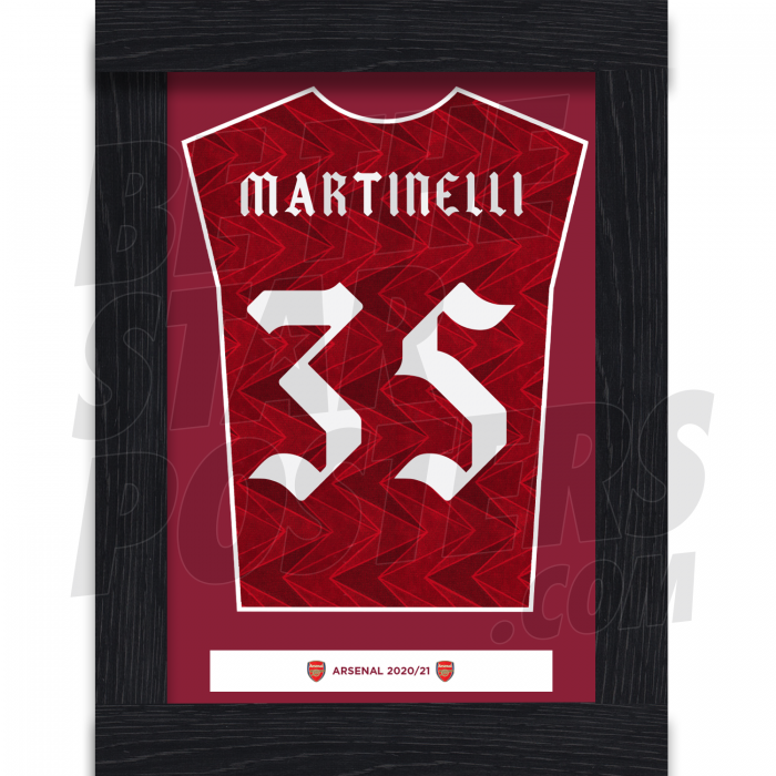 Martinelli Arsenal FC Framed Shirt Poster A4 20/21