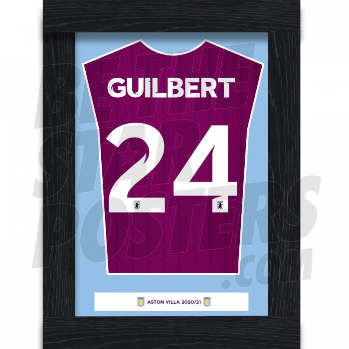 Guilbert Aston Villa Framed Shirt Poster A4 20/21