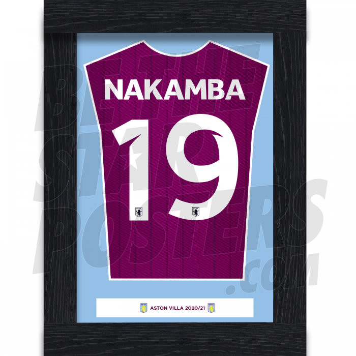 Nakamba Aston Villa Framed Shirt Poster A4 20/21
