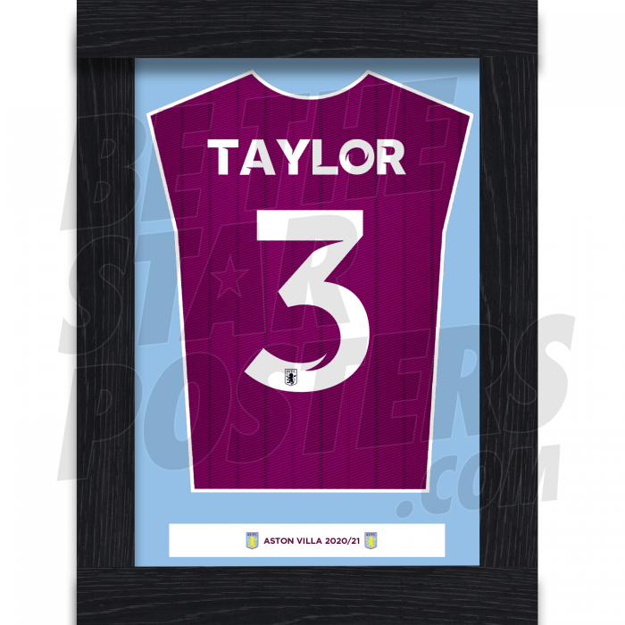 Taylor Aston Villa Framed Shirt Poster A4 20/21
