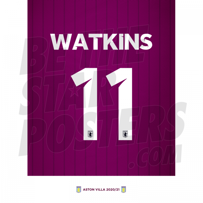 Watkins Aston Villa Shirt Poster A4 20/21