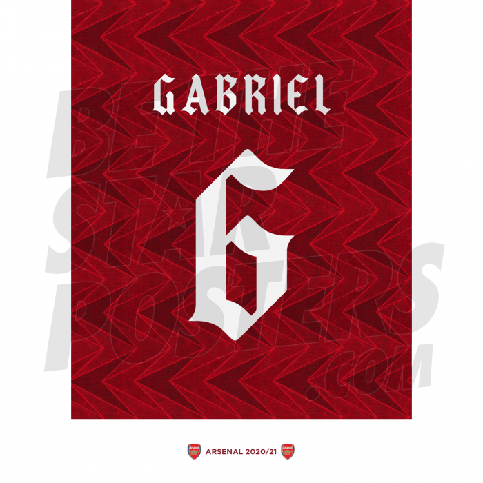 Gabriel Arsenal FC Shirt Poster A4 20/21