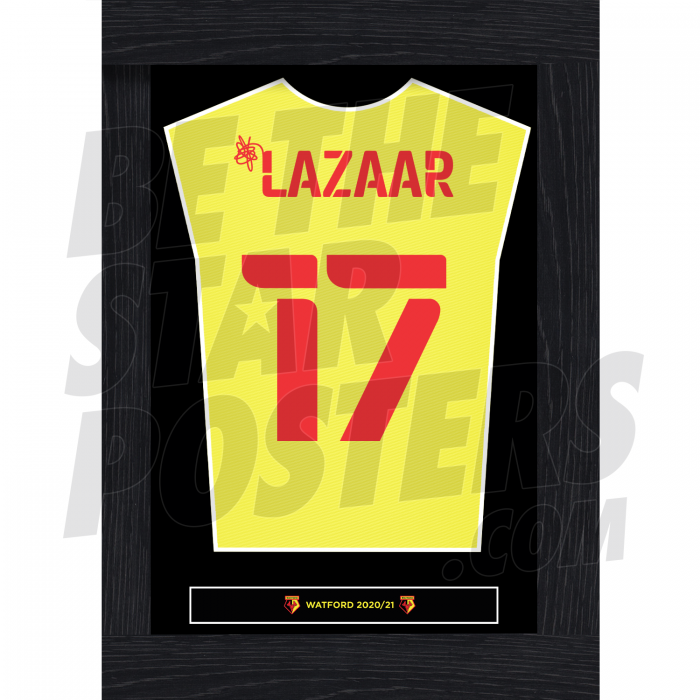 Lazaar Watford FC Framed Shirt Poster 20/21