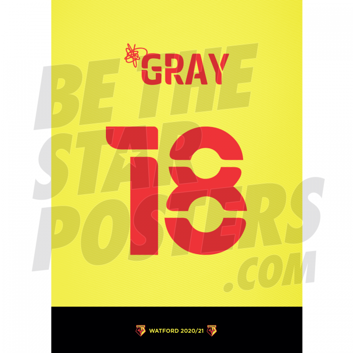 Gray Watford FC Shirt Poster 20/21