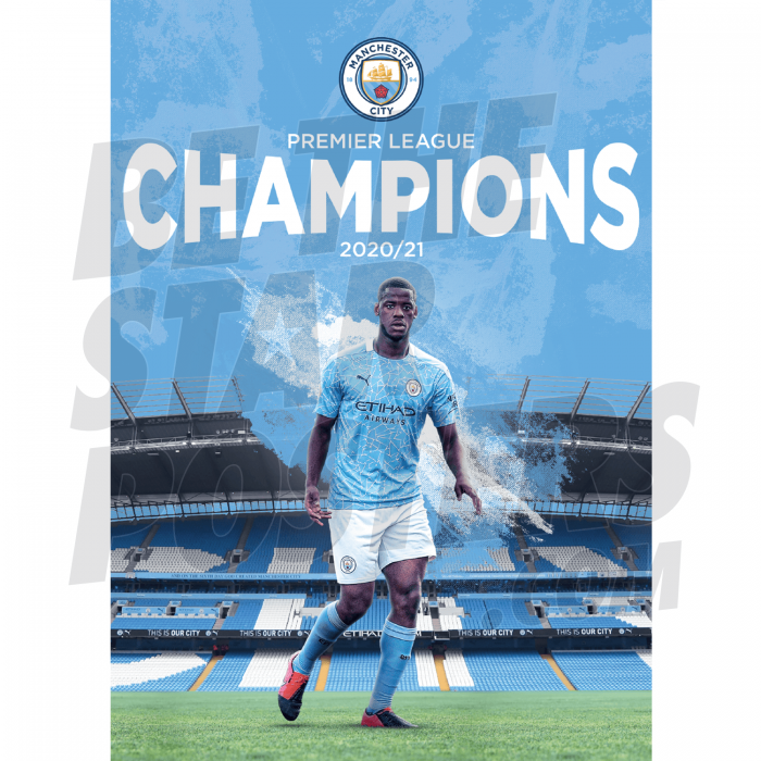 Luke Mbete-Tabu Man City Champions Poster A3 20/21