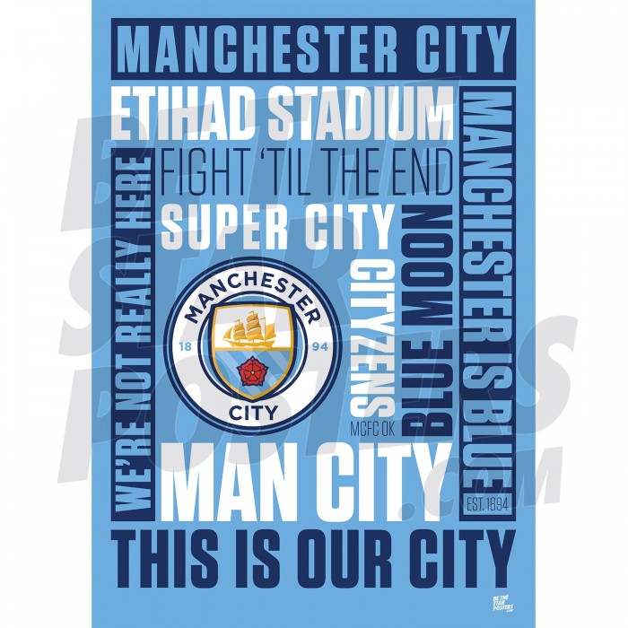 Man City FC Word Poster A2/A3