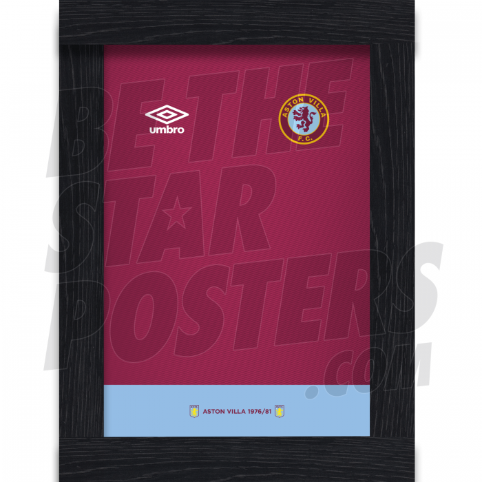 Aston Villa 1981 Retro Home Shirt A4 Framed Poster
