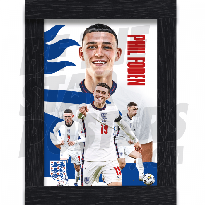 Phil Foden England Framed Poster A3 20/21