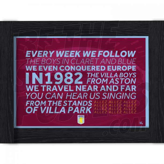 Aston Villa FC Chant Framed A4 Poster