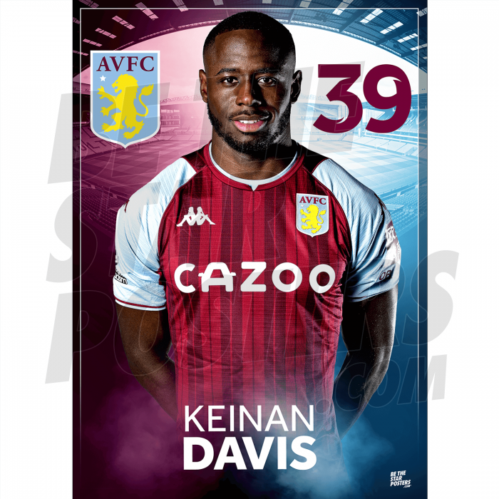 Davis Aston Villa FC Headshot Poster A4 21/22