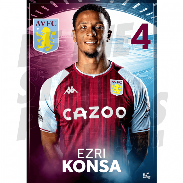 Konsa Aston Villa FC Headshot Poster A4 21/22