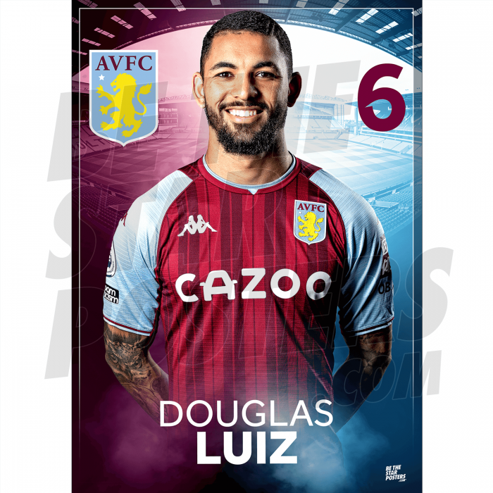 Luiz Aston Villa FC Headshot Poster A4 21/22