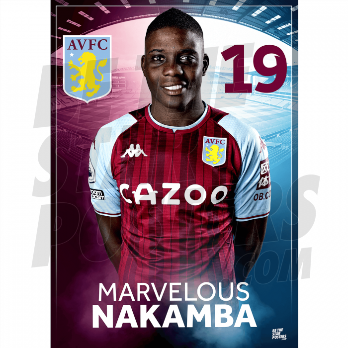 Nakamba Aston Villa FC Headshot Poster A3 21/22