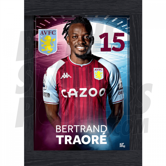 Traore Aston Villa Framed Headshot Poster A4 21/22