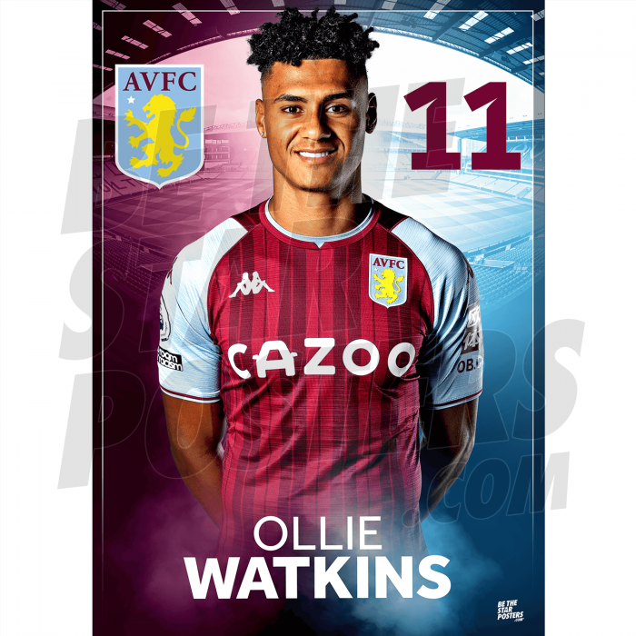 Watkins Aston Villa FC Headshot Poster A3 21/22