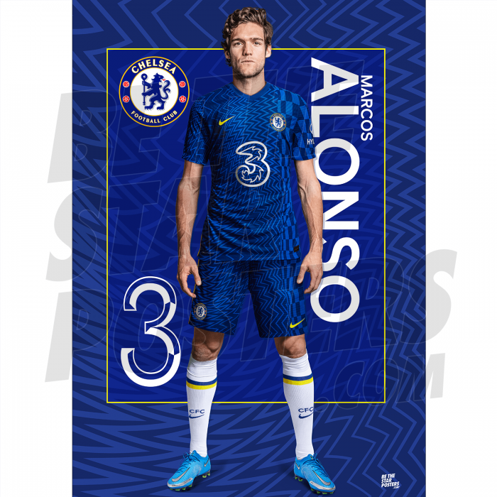 Alonso Chelsea FC Headshot Poster A3 21/22
