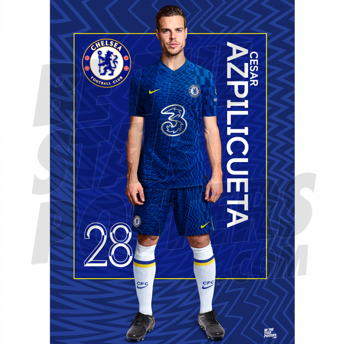 Azpilicueta Chelsea FC Headshot Poster A4 21/22
