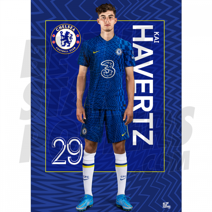 Havertz Chelsea FC Headshot Poster A4 21/22