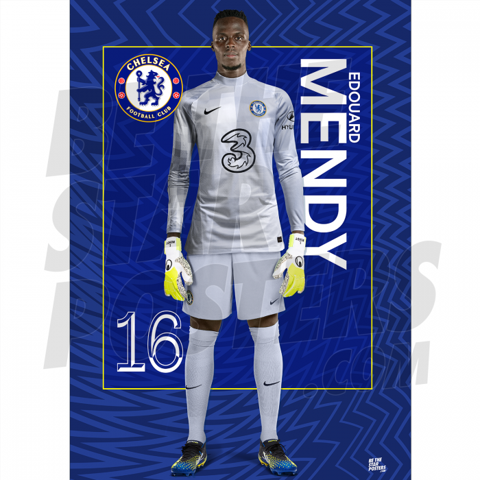 Mendy Chelsea FC Headshot Poster A4 21/22