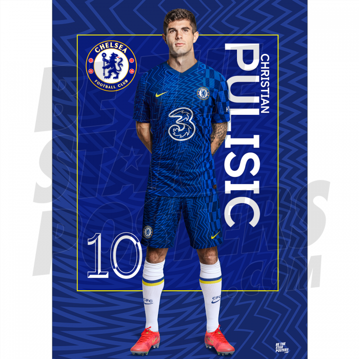 Pulisic Chelsea FC Headshot Poster A4 21/22