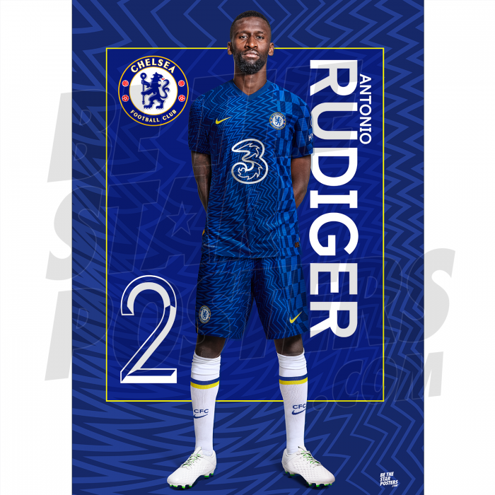 Rudiger Chelsea FC Headshot Poster A3 21/22