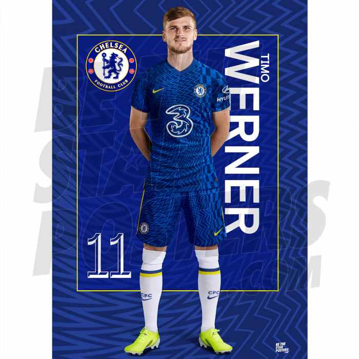 Werner Chelsea FC Headshot Poster A3 21/22