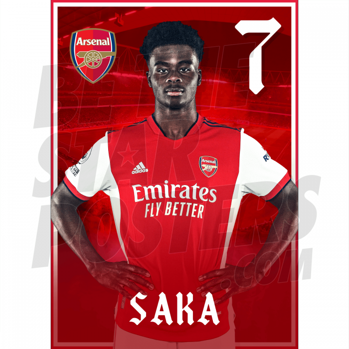 Saka Arsenal FC Headshot Poster A3 21/22