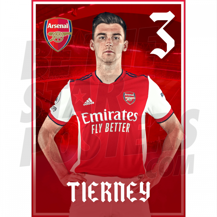 Tierney Arsenal FC Headshot Poster A3 21/22