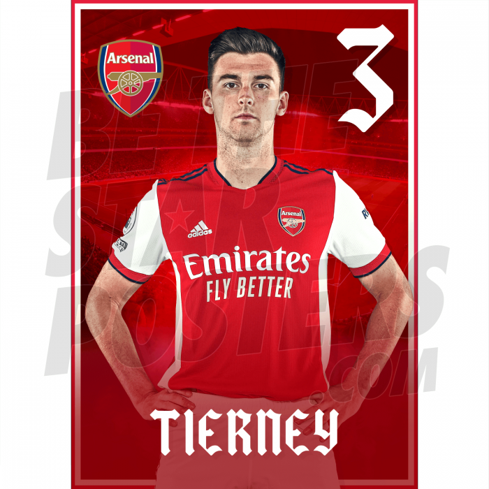 Tierney Arsenal FC Headshot Poster A4 21/22