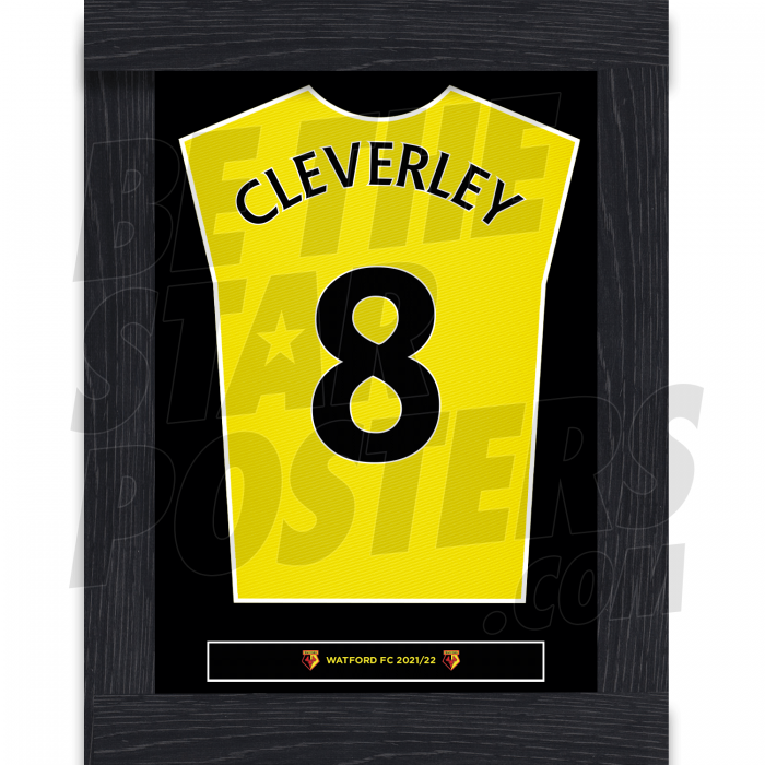 Cleverley Watford FC Framed Shirt Poster A4 21/22