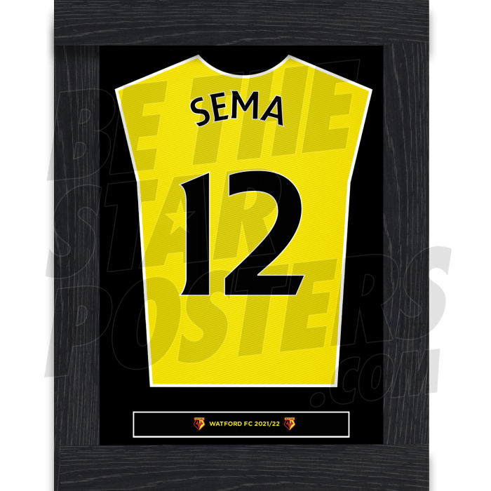 Sema Watford FC Framed Shirt Poster A4 21/22